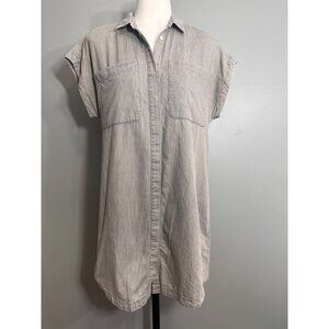 Everlane women’s utility shirt dress short sleeves light gray  S